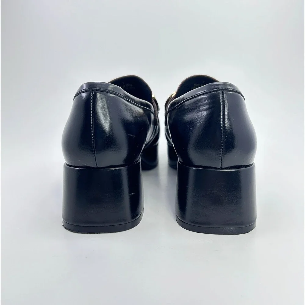 Jeffrey Campbell Student Platform Loafers Two Tone Leather Horsebit Chunky Heel
